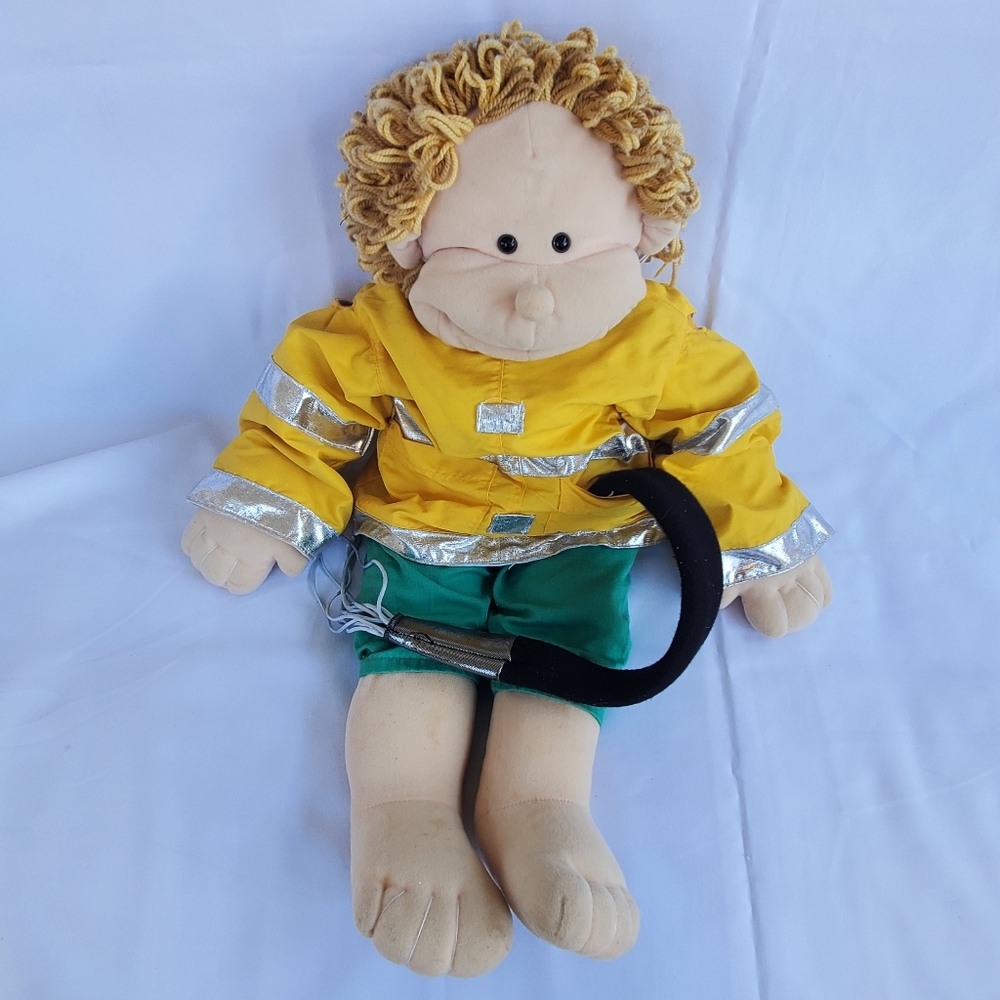 Rigadoon Boy Hand Puppet Cloth Plush 28" Vintage 80s Rag Doll Large Read Stains